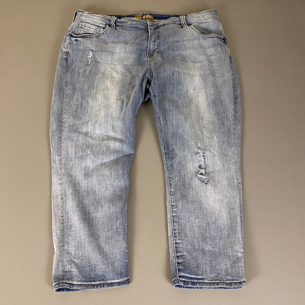 KUT from‎ the Kloth Crop Jeans  Plus Size 20W Blue Distressed Denim Light Wash